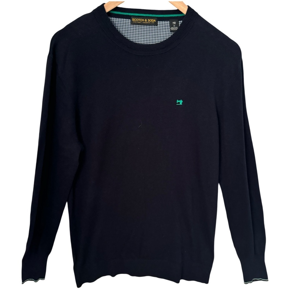SCOTCH & SODA Classic Wool Cotton Blend Crewneck Sweater Blue Lightweight Size M
